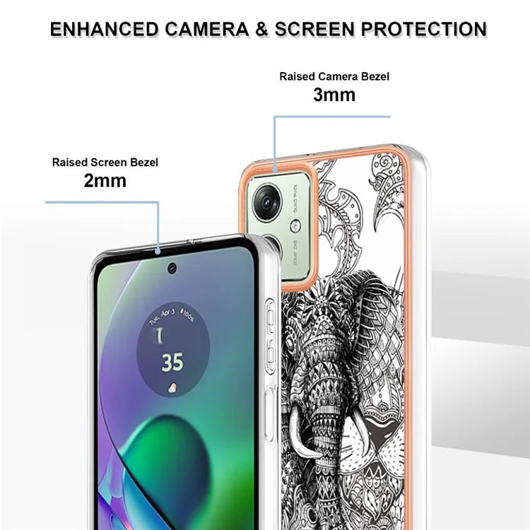 YB IMD Series-19 Style-D For Motorola Moto G54 5G Case Electroplating Pattern Phone Cover