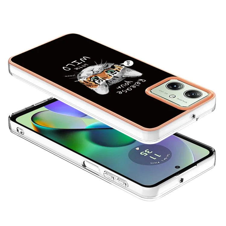 YB IMD Series-19 Style-D For Motorola Moto G54 5G Case Electroplating Pattern Phone Cover