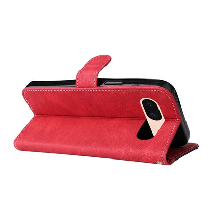 For Google Pixel 8a Case Three-color Splicing Leather Wallet Stand Cover with Strap