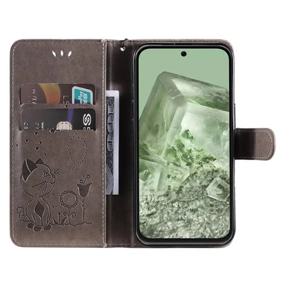 For Google Pixel 8a KT Imprinting Flower Series-4 Case Stand PU Leather Cell Phone Cover Wallet