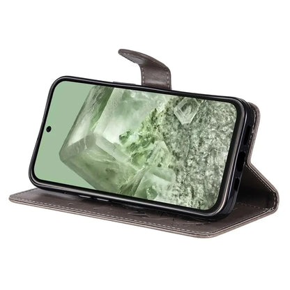 For Google Pixel 8a KT Imprinting Flower Series-4 Case Stand PU Leather Cell Phone Cover Wallet