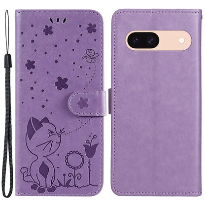 For Google Pixel 8a KT Imprinting Flower Series-4 Case Stand PU Leather Cell Phone Cover Wallet