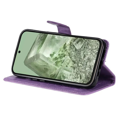 For Google Pixel 8a KT Imprinting Flower Series-4 Case Stand PU Leather Cell Phone Cover Wallet