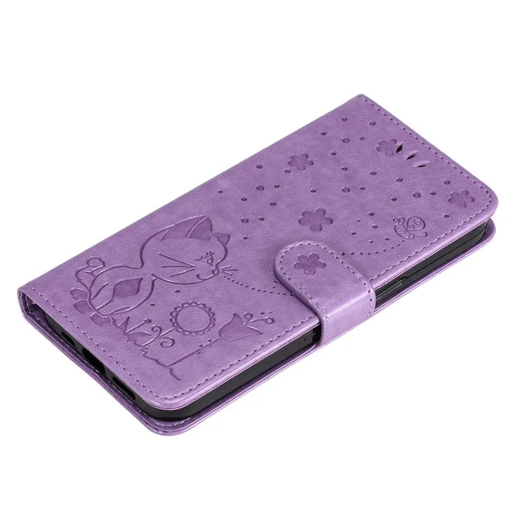 For Google Pixel 8a KT Imprinting Flower Series-4 Case Stand PU Leather Cell Phone Cover Wallet