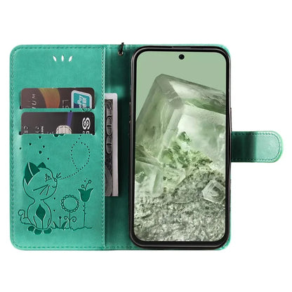 For Google Pixel 8a KT Imprinting Flower Series-4 Case Stand PU Leather Cell Phone Cover Wallet