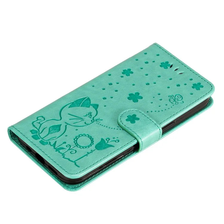 For Google Pixel 8a KT Imprinting Flower Series-4 Case Stand PU Leather Cell Phone Cover Wallet