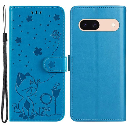 For Google Pixel 8a KT Imprinting Flower Series-4 Case Stand PU Leather Cell Phone Cover Wallet