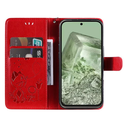 For Google Pixel 8a KT Imprinting Flower Series-4 Case Stand PU Leather Cell Phone Cover Wallet