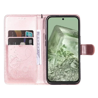 For Google Pixel 8a KT Imprinting Flower Series-4 Case Stand PU Leather Cell Phone Cover Wallet