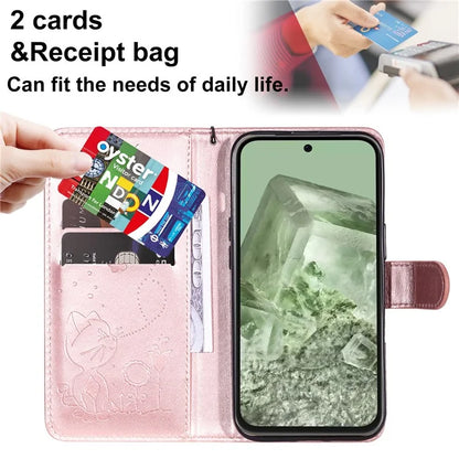 For Google Pixel 8a KT Imprinting Flower Series-4 Case Stand PU Leather Cell Phone Cover Wallet
