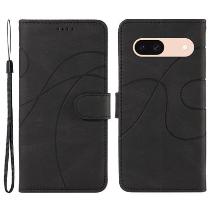 For Google Pixel 8a Phone Case Stand Leather Phone Cover with Imprinted Line Design
