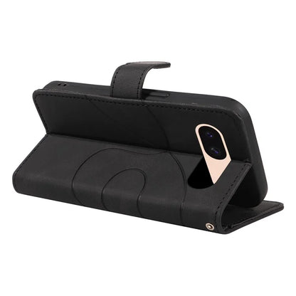For Google Pixel 8a Phone Case Stand Leather Phone Cover with Imprinted Line Design