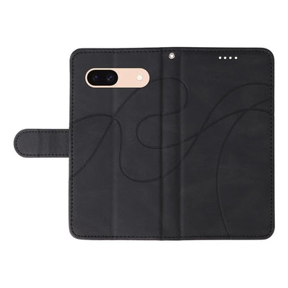 For Google Pixel 8a Phone Case Stand Leather Phone Cover with Imprinted Line Design