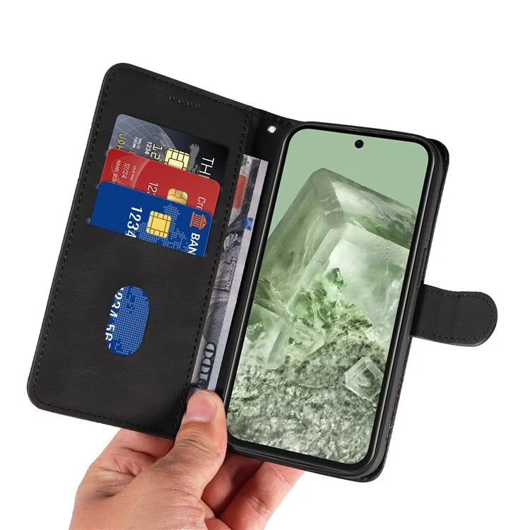 For Google Pixel 8a Phone Case Stand Leather Phone Cover with Imprinted Line Design