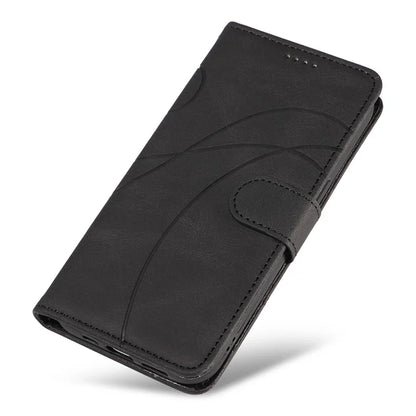 For Google Pixel 8a Phone Case Stand Leather Phone Cover with Imprinted Line Design