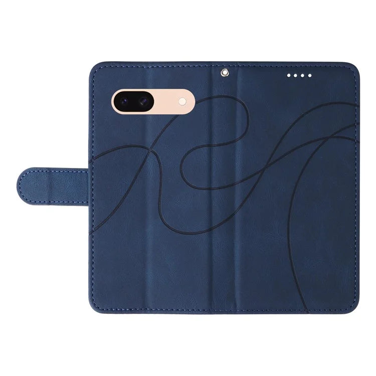 For Google Pixel 8a Phone Case Stand Leather Phone Cover with Imprinted Line Design
