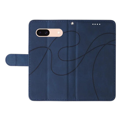 For Google Pixel 8a Phone Case Stand Leather Phone Cover with Imprinted Line Design