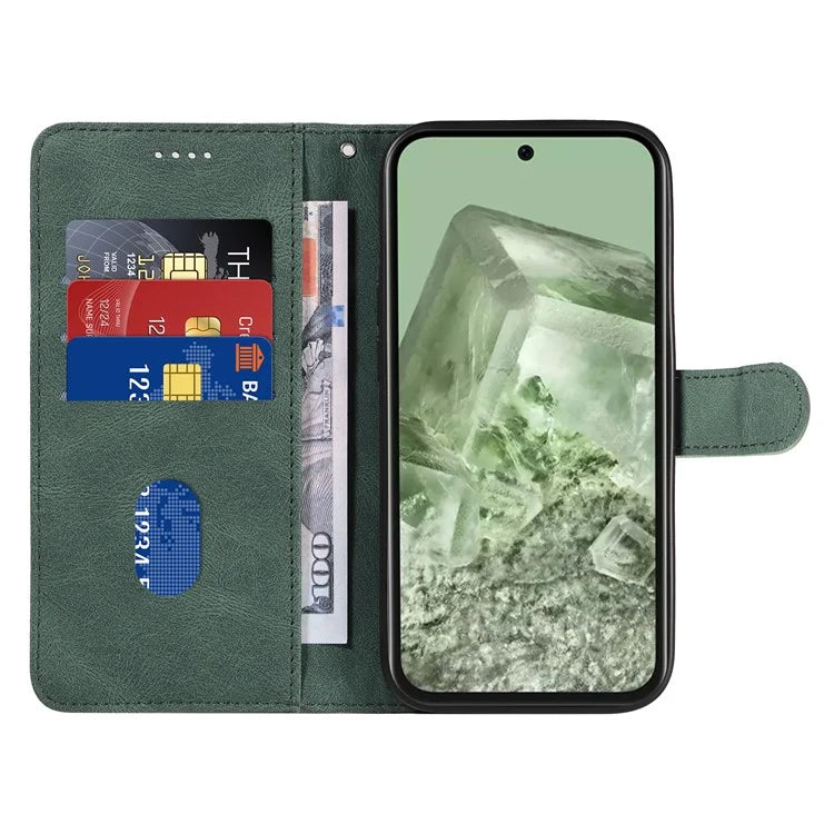 For Google Pixel 8a Phone Case Stand Leather Phone Cover with Imprinted Line Design
