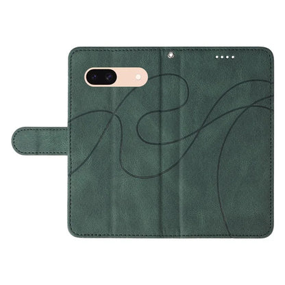 For Google Pixel 8a Phone Case Stand Leather Phone Cover with Imprinted Line Design