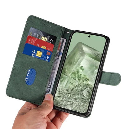 For Google Pixel 8a Phone Case Stand Leather Phone Cover with Imprinted Line Design
