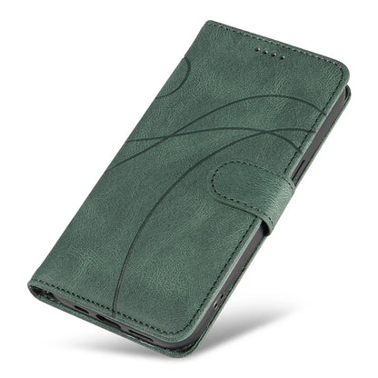 For Google Pixel 8a Phone Case Stand Leather Phone Cover with Imprinted Line Design