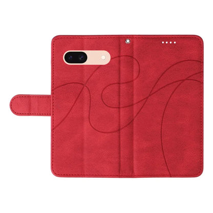 For Google Pixel 8a Phone Case Stand Leather Phone Cover with Imprinted Line Design