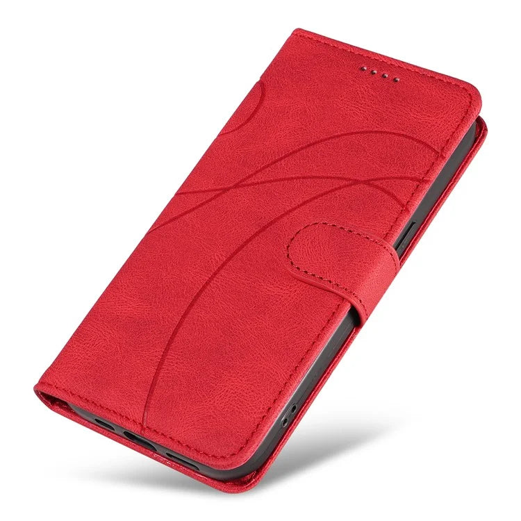 For Google Pixel 8a Phone Case Stand Leather Phone Cover with Imprinted Line Design