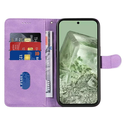 For Google Pixel 8a Phone Case Stand Leather Phone Cover with Imprinted Line Design