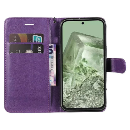 KT Leather Series-2 For Google Pixel 8a Anti-Scratch PU Leather Shell Solid Color Stand Phone Case Wallet
