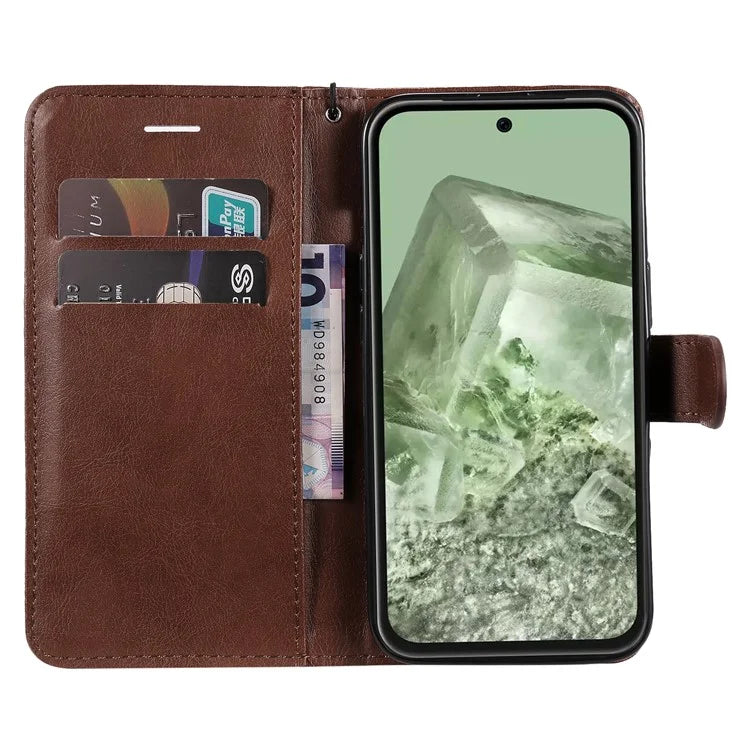 KT Leather Series-2 For Google Pixel 8a Anti-Scratch PU Leather Shell Solid Color Stand Phone Case Wallet