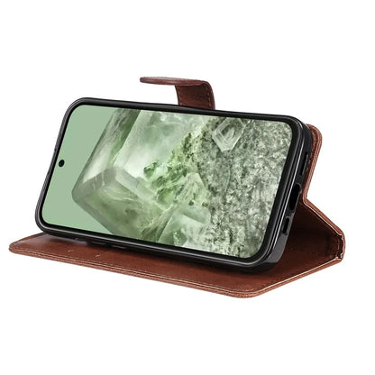 KT Leather Series-2 For Google Pixel 8a Anti-Scratch PU Leather Shell Solid Color Stand Phone Case Wallet