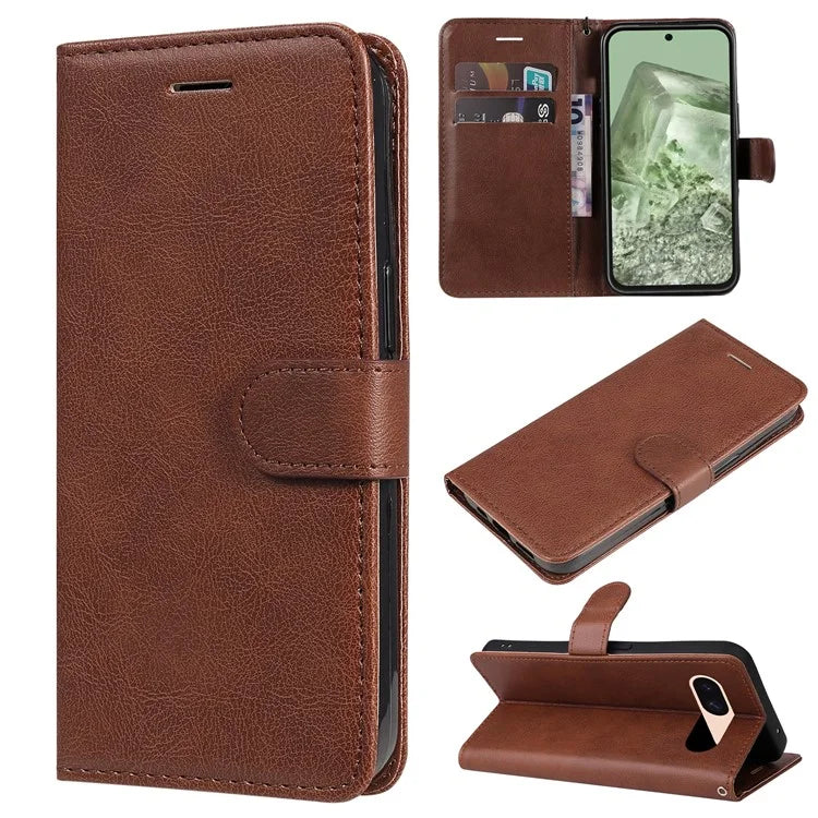 KT Leather Series-2 For Google Pixel 8a Anti-Scratch PU Leather Shell Solid Color Stand Phone Case Wallet