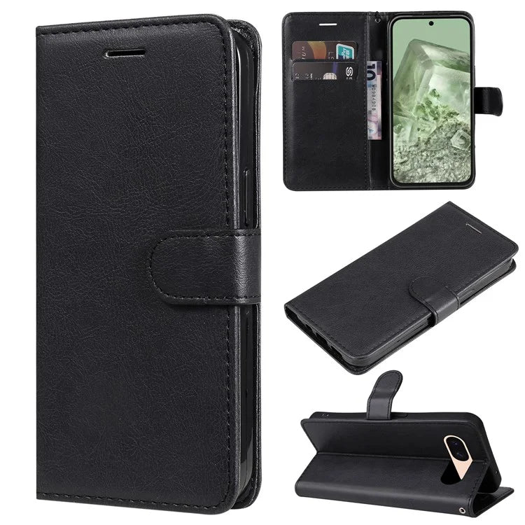 KT Leather Series-2 For Google Pixel 8a Anti-Scratch PU Leather Shell Solid Color Stand Phone Case Wallet