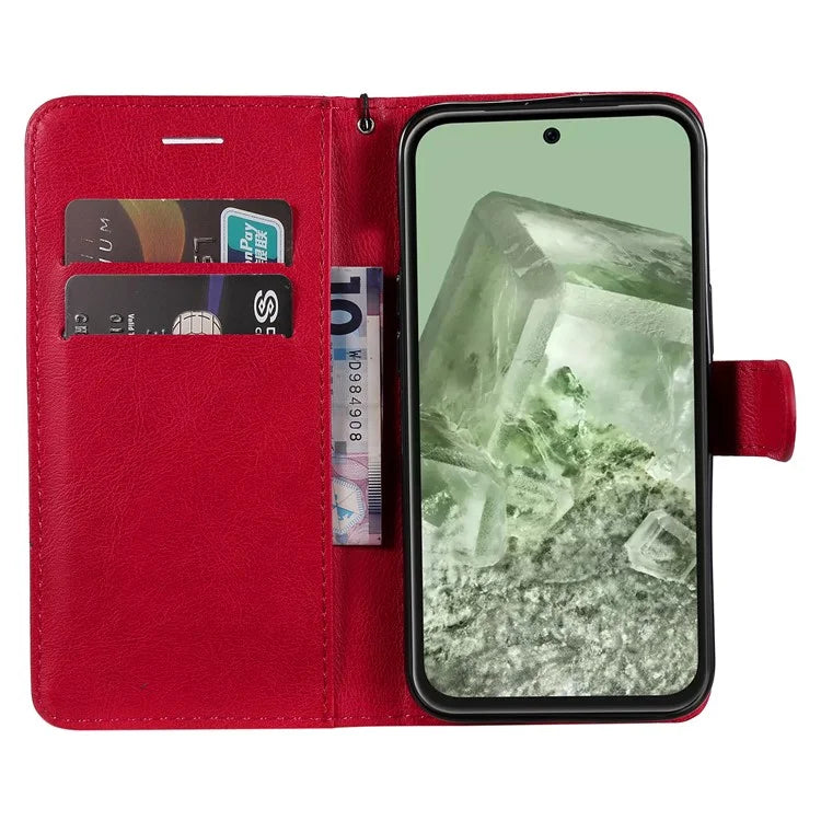 KT Leather Series-2 For Google Pixel 8a Anti-Scratch PU Leather Shell Solid Color Stand Phone Case Wallet