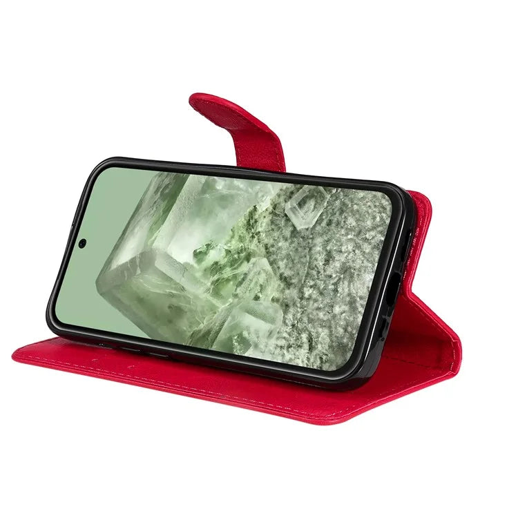 KT Leather Series-2 For Google Pixel 8a Anti-Scratch PU Leather Shell Solid Color Stand Phone Case Wallet