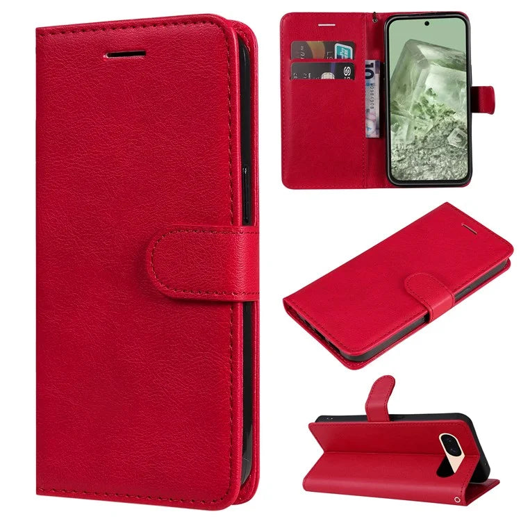 KT Leather Series-2 For Google Pixel 8a Anti-Scratch PU Leather Shell Solid Color Stand Phone Case Wallet