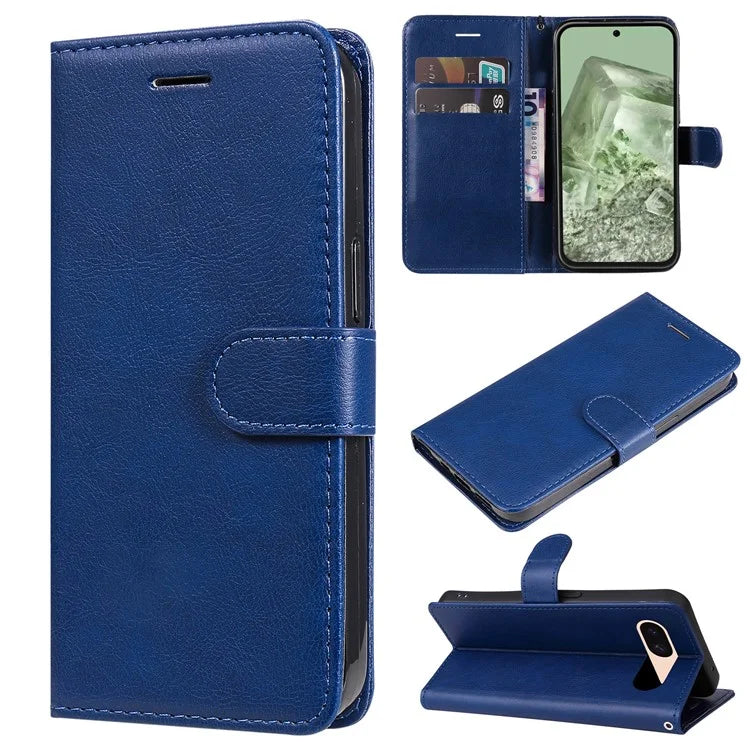 KT Leather Series-2 For Google Pixel 8a Anti-Scratch PU Leather Shell Solid Color Stand Phone Case Wallet