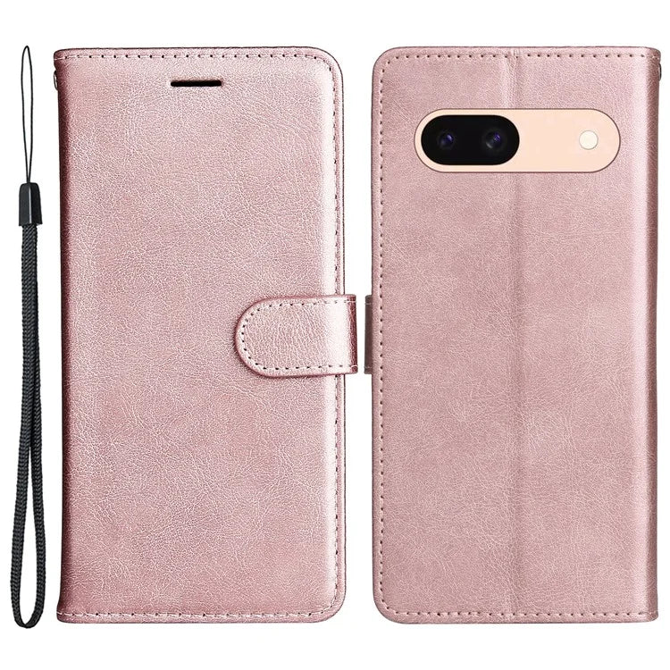 KT Leather Series-2 For Google Pixel 8a Anti-Scratch PU Leather Shell Solid Color Stand Phone Case Wallet