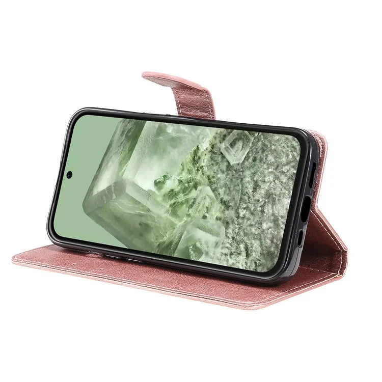 KT Leather Series-2 For Google Pixel 8a Anti-Scratch PU Leather Shell Solid Color Stand Phone Case Wallet