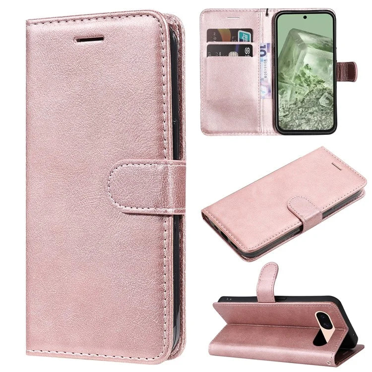 KT Leather Series-2 For Google Pixel 8a Anti-Scratch PU Leather Shell Solid Color Stand Phone Case Wallet