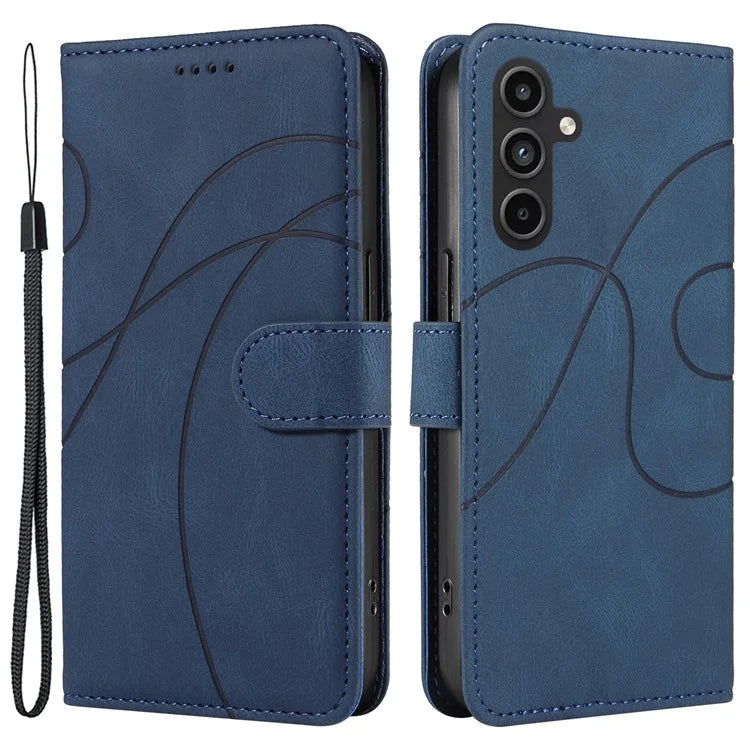 For Samsung Galaxy A15 5G Case Wallet Imprinted Line Leather Phone Cover