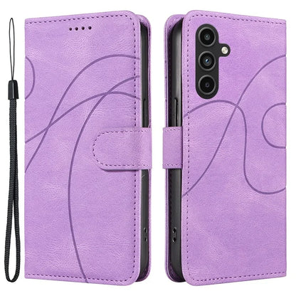 For Samsung Galaxy A15 5G Case Wallet Imprinted Line Leather Phone Cover