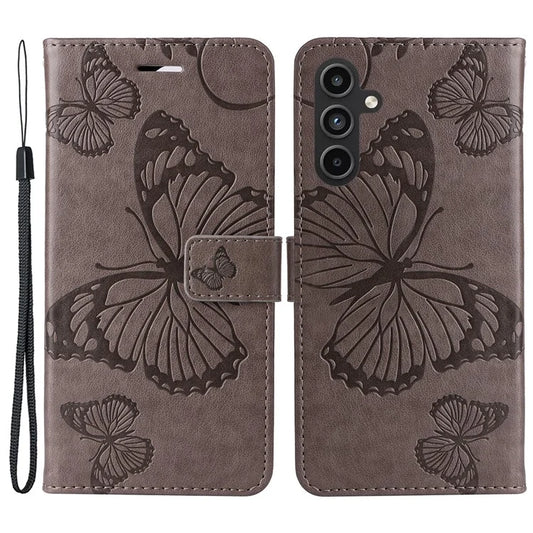KT Imprinting Flower Series-2 For Samsung Galaxy A15 5G Case Butterfly Imprint Mobile Phone Leather Cover