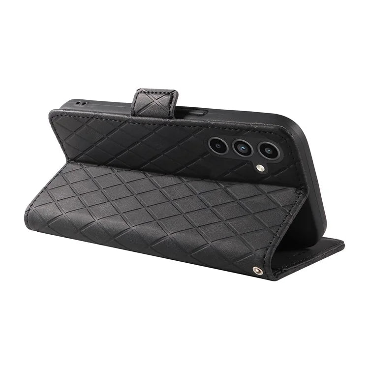 For Samsung Galaxy A15 5G Protective Case Rhombus Imprinted Leather Flip Phone Cover