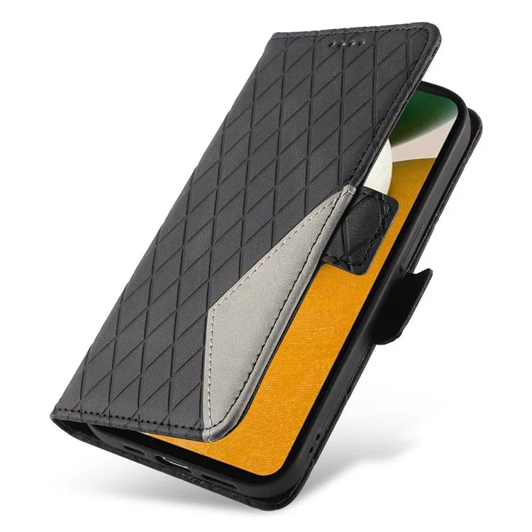 For Samsung Galaxy A15 5G Protective Case Rhombus Imprinted Leather Flip Phone Cover