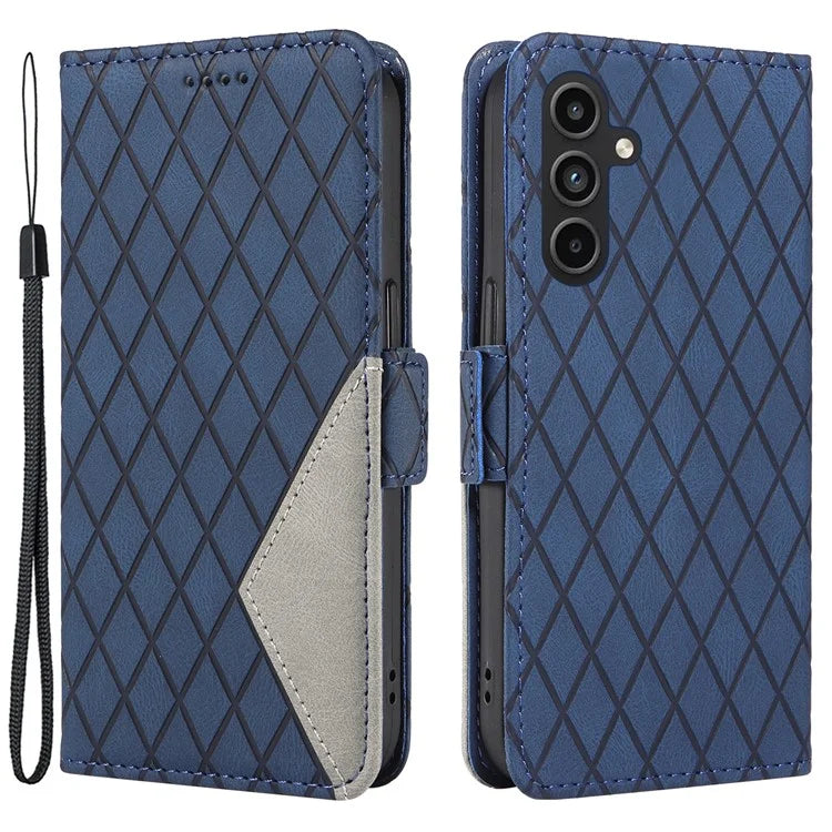 For Samsung Galaxy A15 5G Protective Case Rhombus Imprinted Leather Flip Phone Cover