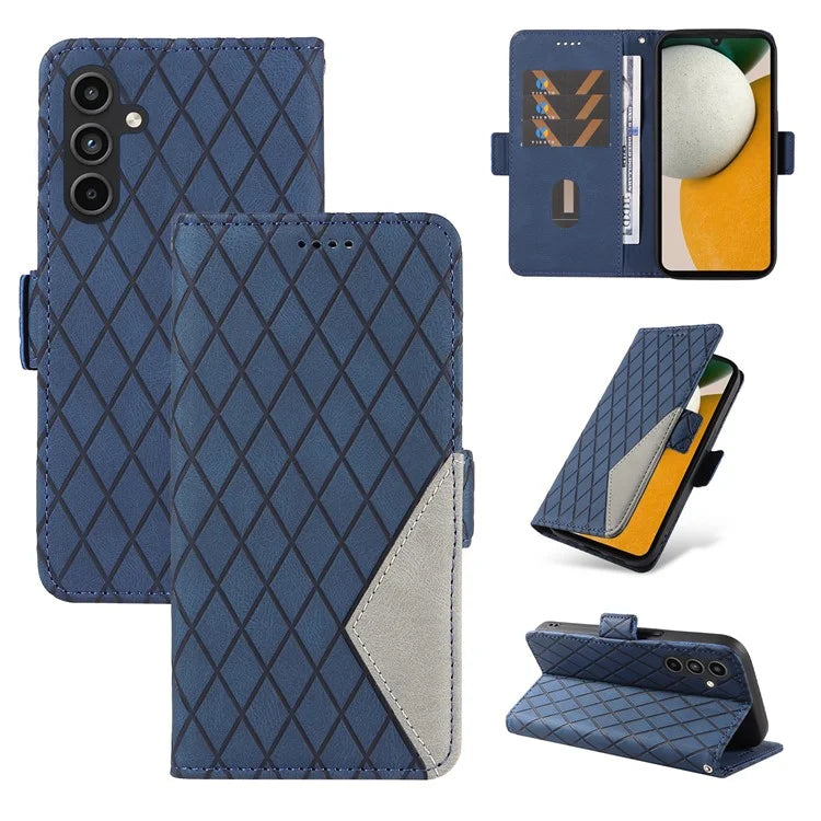For Samsung Galaxy A15 5G Protective Case Rhombus Imprinted Leather Flip Phone Cover