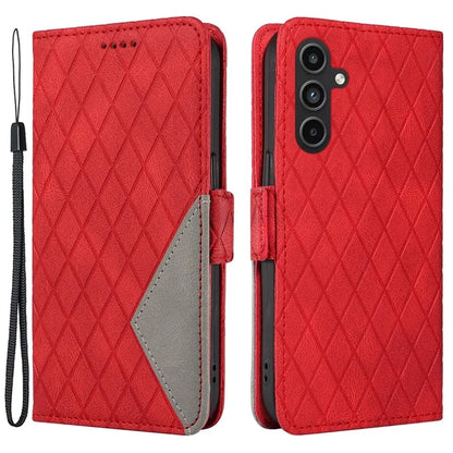 For Samsung Galaxy A15 5G Protective Case Rhombus Imprinted Leather Flip Phone Cover