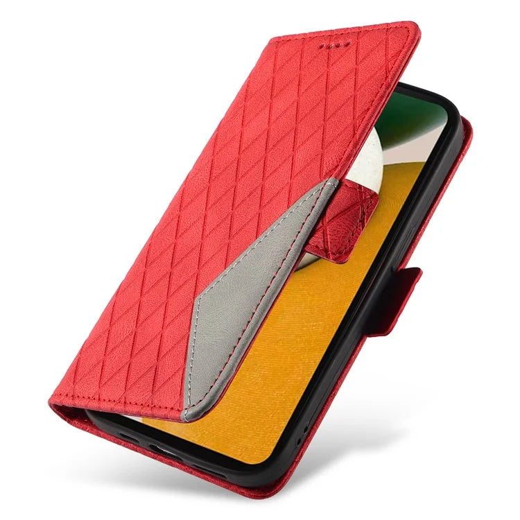 For Samsung Galaxy A15 5G Protective Case Rhombus Imprinted Leather Flip Phone Cover