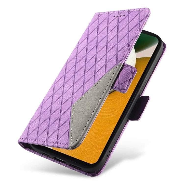 For Samsung Galaxy A15 5G Protective Case Rhombus Imprinted Leather Flip Phone Cover